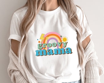 Groovy Mama T Shirt,Mom Tshirts,Mom Life Shirt,New Mom,Gift for Mom Mother Mommy,Mom Gift,Pregnancy Announcement,Baby Shower,Women Plus Size