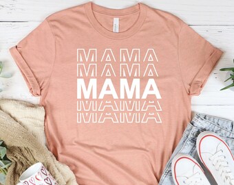 Mama T Shirt, Mom Tshirts, Mom Life Shirt, New Mom, Gift for Mom Mother Mommy,Mom Gift,Pregnancy Announcement, Baby Shower, Womens Plus Size