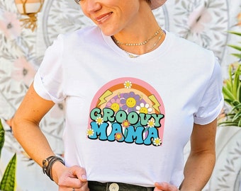 Groovy Mama T Shirt,Mom Tshirts,Mom Life Shirt,New Mom,Gift for Mom Mother Mommy,Mom Gift,Pregnancy Announcement,Baby Shower,Women Plus Size