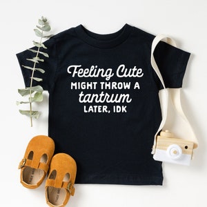 Funny Toddler T-Shirts, Boho Kids Shirts, Toddler Tees, Toddler Clothes Boy Girl, Baby Outfit, Feeling Cute Might Throw a Tantrum Later, idk