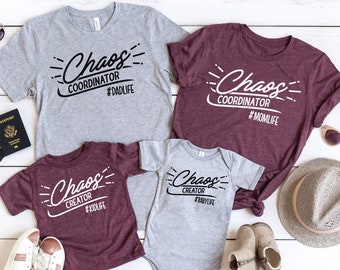 Chaos Coordinator Chaos Creator Matching Family Shirts,Dadlife Momlife Kidlife Babylife,Funny Family Group Shirts, Family Clothing Set, Gift