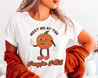 Meet Me At The Pumpkin Patch Tshirt,Retro Halloween Shirt,Halloween T Shirt,Vintage Halloween Shirt,Retro Pumpkin Patch,Funny Halloween Gift