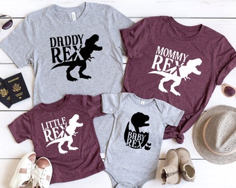 Rex Family Matching Shirts, Daddy Rex, Mommy Rex, Little Rex,Baby Rex,Family Group Shirt,Family Clothing Set,Mom Dad Kids Toddler Baby, Gift