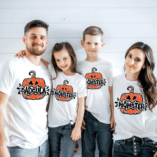 Halloween Family Matching Shirts, Pumpkin Family Shirts,Momster Dadcula Mini Monster,Halloween Family Party Shirts, Pumpkin Mom Dad Kid Baby