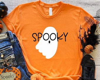 Spooky T-Shirt, Halloween Ghost Shirt, Cute Ghost Tshirt, Halloween T Shirts, Spooky Vibes Shirt,Boo Shirt,Spooky Season, Gift for Halloween