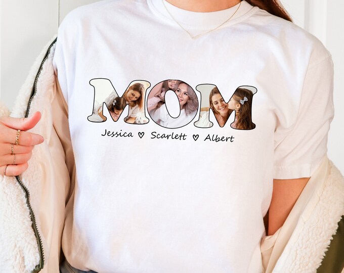 Featured listing image: Custom Mom Photo Shirt, Custom Shirt With Photo, Personalized Mom Tee, Custom Mother Shirt, Custom Mom Gift,Grandma Photo, Mother's Day Gift