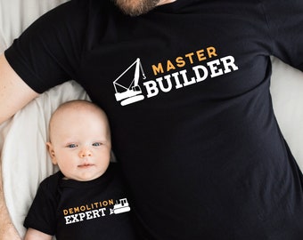 Master Builder Demolition Expert, Father Son Matching Shirt Set, Funny Construction Shirts,  Daddy and Me Outfits, Dad and Son, Gift for Dad