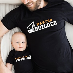 Master Builder Demolition Expert, Father Son Matching Shirt Set, Funny Construction Shirts,  Daddy and Me Outfits, Dad and Son, Gift for Dad