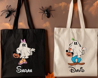 Personalized Disney Ghost Bag ,Custom Disney Halloween Tote Bag ,Trick or Treat Bags, Spooky Bag, Mickey and MinnieTote Bag,Disney Trip Gift