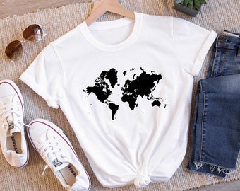 World Map Shirt, Travel Shirt, Adventure Tee, Traveler Gift, Travel Lover, Geography Shirt, Geography Teacher, Exchagne Student, Wanderlust