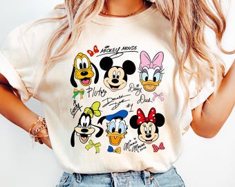 Comfort Colors Coquette Bows Signatures Mickey and Friends T-Shirt,Mickey and Co Disney T-Shirt,Disney World T-Shirt,Magical Kingdom T-Shirt
