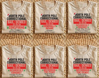 Matching Christmas Shirt, North Pole Correctional Christmas 2024 Shirt, North Pole Shirt, Christmas Pjamas, Funny Christmas Group TShirts
