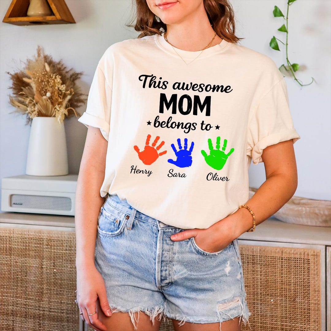 Mom Your Names R Personalized Mom Shirt With Kids Names, This Awesome Mom Belongs to ...
