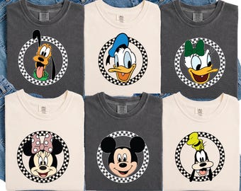 Comfort Colors Retro Mickey and Friends T-Shirt,Disney Trip T-Shirt,Mickey Minnie T-Shirt,Checkered Mickey Tshirt,Disney Family Vacation Tee