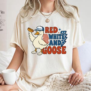 Comfort Colors Red White And Goose T-Shirt,Patriotic Goose T-Shirt,4th Of July T-Shirt,Funny USA T-Shirt,Goose T-Shirt,Retro 4th July Shirt