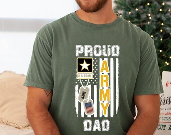 Comfort Colors Custom Proud Army Dad T-Shirt, Personalized Army Dad T-Shirt, USA Army Dad Outfits,Army Tee,Fathers Day Gifts,Fathers Day Tee