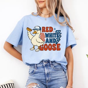 Red White And Goose T-Shirt,Patriotic Goose T-Shirt,4th Of July T-Shirt,Funny USA T-Shirt,Goose T-Shirt,Retro 4th July T-Shirt,USA T-Shirt