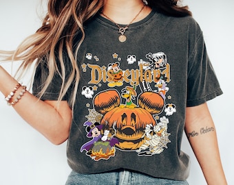 Comfort Colors Retro Disneyland T-Shirt,Mickey and Friends Halloween T-Shirt,Halloween Pumpkin Shirt,Disneyland Halloween,Gift for Halloween