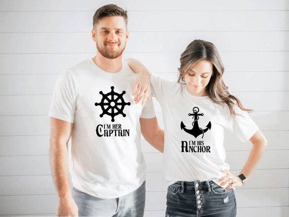 Womens Funny Cruise Her Captain His Anchor Couple T-Shirt Womens Funny Cruise Her Captain His Anchor Couple T-Shirt
