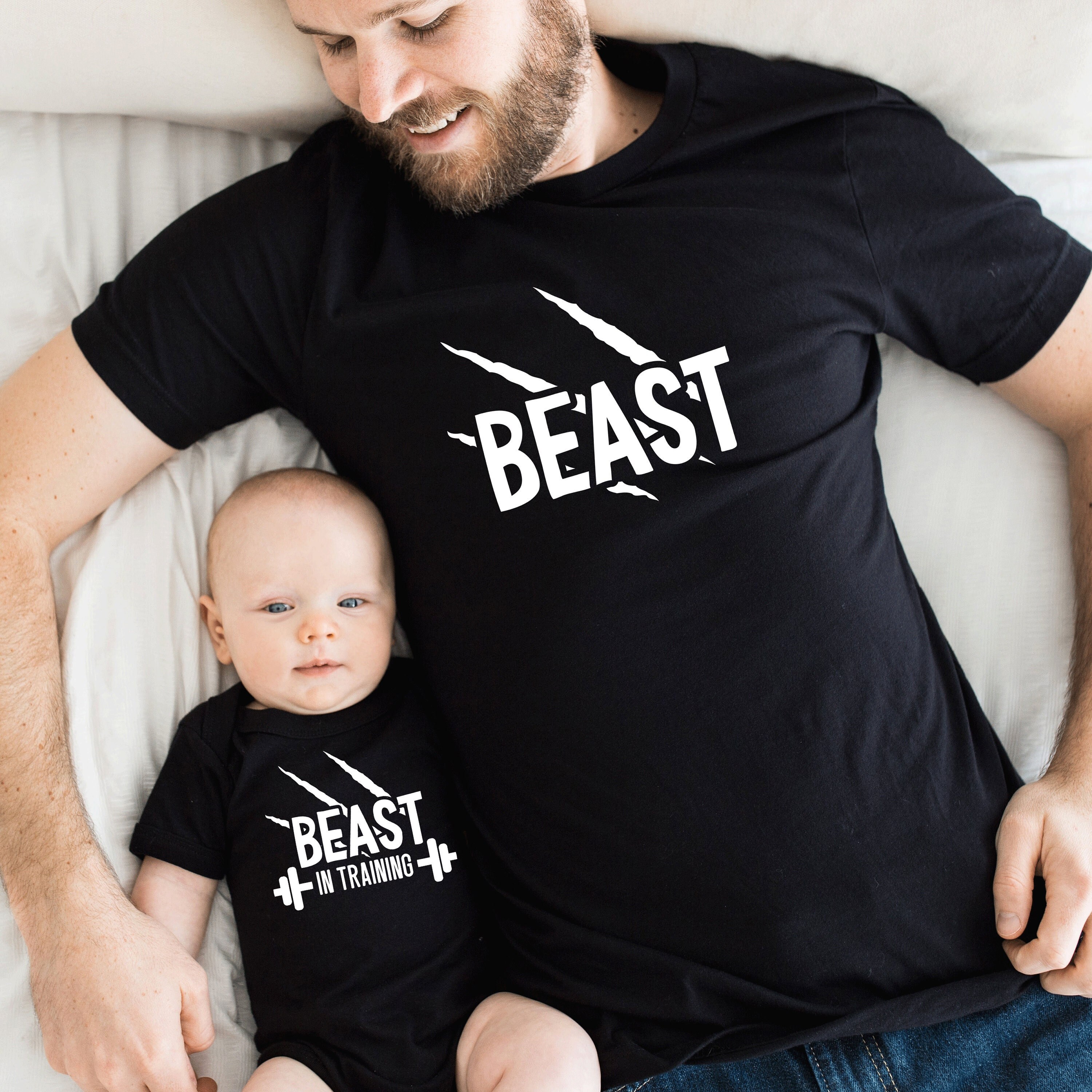 Beast in training baby mum matching set baby grow t shirt mother son daughter 
