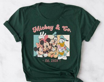 Mickey & Co. Est. Chemise 1928, chemise Mickey et ses amis, chemise famille Mickey et souris, chemise Mickey Mouse, chemise Mickey, chemise Mickey Co.