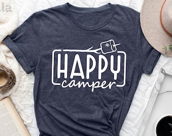 Marshmallow Summer Camp T-Shirt Happy Camper Tee Marshmallow Summer Camp T-Shirt Happy Camper Tee