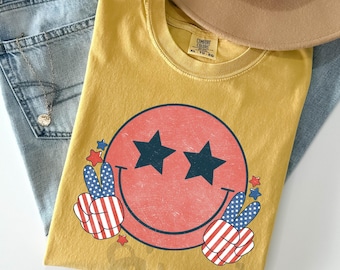 American Flag Peace Sign Shirt, Comfort Colors Shirt, Peace Sign Shirt, Patriotic Peace Hand Sign, Fourth of July, Independence Day Shirt