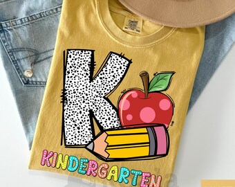 Kindergarten Teacher Shirt, Apple Pencil Back to School Tee, Comfort Colors Shirt, Cute Kinder Shirt, Teacher Gift for Her, Classroom Tee