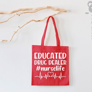 Educated Drug Dealer Nurse Life Tote Bag, Super Hero Nurse Tote Bag, Nurse Gift Tote Bag, Comic Nurse Tote Bag, Nursing Tote Bag, Nurse Bag image 5