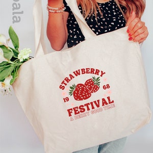 Strawberry Festival 1968 Tote Bag, Strawberry Festival Tote Bag, Retro Strawberry Tote Bag, Strawberry Tote Bag, Strawberry Lovers Tote Bag image 2