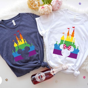 Disney Castle Family Shirt, Disney LGBT Couples Matching Shirt,Mickey Rainbow Head Shirt,Pride Tee,Gay Pride,LGBT Gifts,Disney Pride
