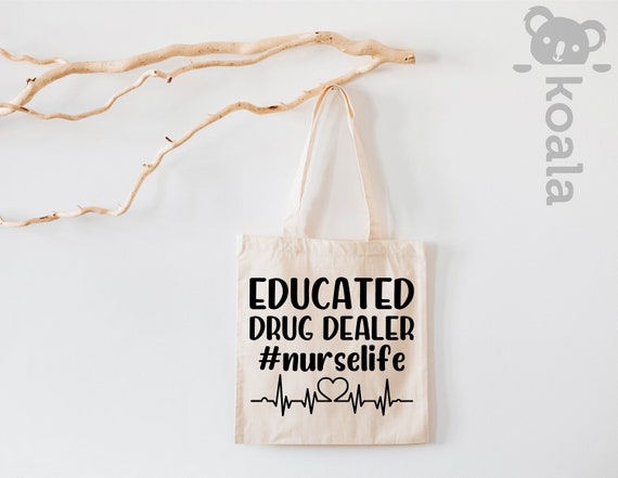 Educated Drug Dealer Nurse Life Tote Bag, Super Hero Nurse Tote Bag, Nurse Gift Tote Bag, Comic Nurse Tote Bag, Nursing Tote Bag, Nurse Bag