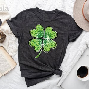 Green Glitter Shamrock Shirt, Shamrock Shirt, St Patrick Hoodie, Gift For Irish, Irish Shirt, Patrick Day Shirt, St Patrick's Day Shirt image 1
