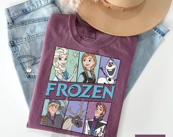 Comfort Colors Shirt, Frozen Shirt, Retro Frozen Shirt, Disney Princess Gift, Disney Gift, Elsa Shirt, Disney Frozen Characters, Frozen Olaf