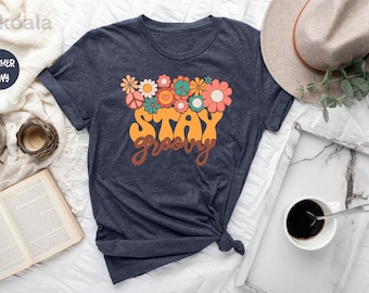 Retro Stay Groovy Shirt, Preppy Shirt, Hippie Summer Shirt, Hippie 70s Summer Shirt, Peace Sign Shirt, Summer Shirt, Groovy Shirt