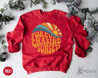 Sudadera "Persiguiendo atardeceres para siempre", sudaderas modernas, ropa estética oversize, sudadera Tumblr, sudadera VSCO, regalo para ella, persiguiendo atardeceres