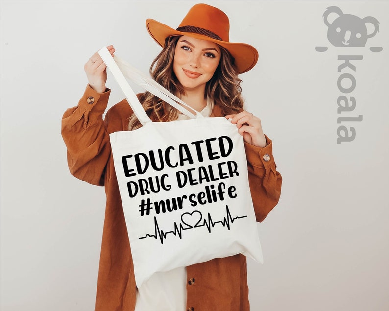 Educated Drug Dealer Nurse Life Tote Bag, Super Hero Nurse Tote Bag, Nurse Gift Tote Bag, Comic Nurse Tote Bag, Nursing Tote Bag, Nurse Bag image 4