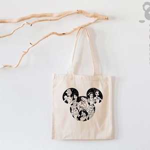 Princess Heart Tote Bag, Cute Princess Tote Bag, Cute Disney Princess Tote Bag, Disney Princesses Characters Tote Bag, Disney Tote Bag