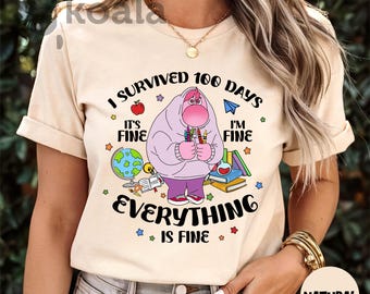 I Survived 100 Days Shirt, It's Fine I'm Fine Everything Is Fine Tee, Teacher Shirt, Back To School, 100 Days of School Shirt, School Shirt