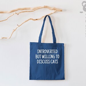 Introverted But Willing To Discuss Cat Tote Bag, Introvert Tote Bag, Cat Lover Tote Bag, Cat Mom Tote Bag, Cat Lover Gift, Gift for Mom image 6
