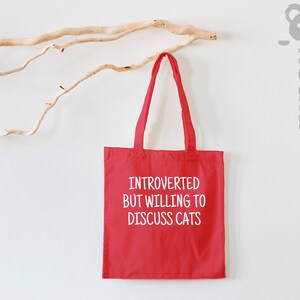 Introverted But Willing To Discuss Cat Tote Bag, Introvert Tote Bag, Cat Lover Tote Bag, Cat Mom Tote Bag, Cat Lover Gift, Gift for Mom image 5