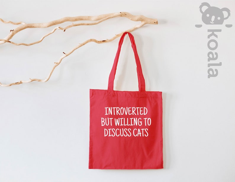 Introverted But Willing To Discuss Cat Tote Bag, Introvert Tote Bag, Cat Lover Tote Bag, Cat Mom Tote Bag, Cat Lover Gift, Gift for Mom image 5