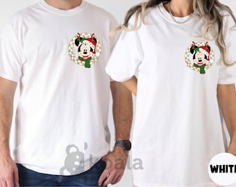Disney Pocket Christmas Shirt, Mickey Minnie Christmas Shirt, Christmas Couple Shirt, Disney Checkered Shirt, Christmas Lights Shirt