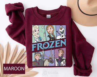 Frozen Sweatshirt, Elsa Sweater, Disney Frozen Characters Sweater, Frozen Olaf Sweater, Disney Princess Gift, Disneyland Gift, Gift for Her