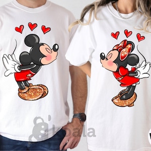 Mickey Minnie Valentine Kiss Shirt, Disney Family Trip Shirt, Mickey and Minnie Love Shirt, Disneyland Couples Shirt, Valentine Disney Shirt