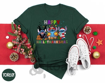 Happy Hallothanksmas Shirt, Stitch Shirt, Disney Shirt, Christmas Shirt, Halloween Shirt,Thanksgiving Shirt,Disney Family Shirt,Disney Gifts