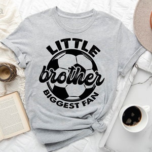 Little Brother Biggest Fan Shirt, Soccer Gift, Soccer Ball Tee, Cute Soccer Tees, Team Shirt, Soccer Brother, Brother Shirt, Soccer Fan image 2