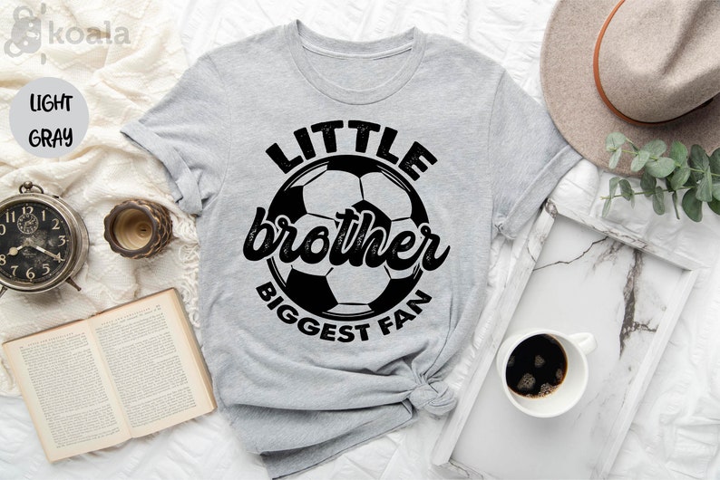 Little Brother Biggest Fan Shirt, Soccer Gift, Soccer Ball Tee, Cute Soccer Tees, Team Shirt, Soccer Brother, Brother Shirt, Soccer Fan image 2