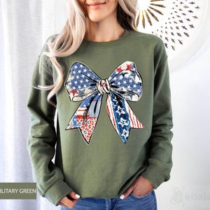 Red White Blue Ribbons Sweatshirt, 4th July Sweatshirt, USA Flag Sweatshirt, Gift For American, Independence Day, 1776 America Sweatshirt