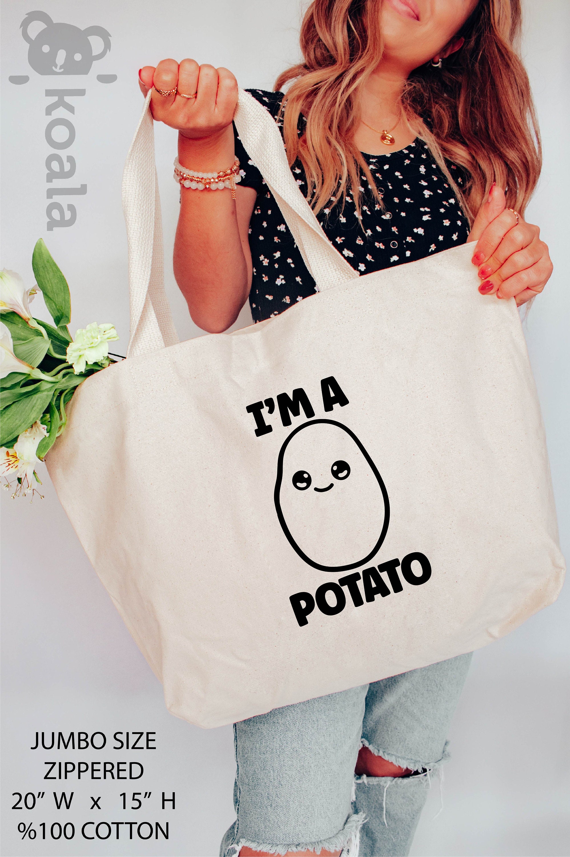 I'm A Potato Tote Bag Potato Tote Bag Funny Potato Tote Etsy